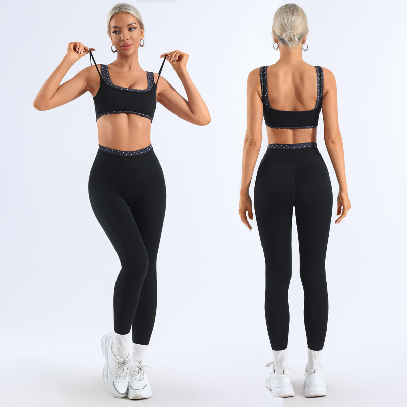 Yoga Blocks - Sportfitness tweedelige set met polkadotprint, kleurblokken,