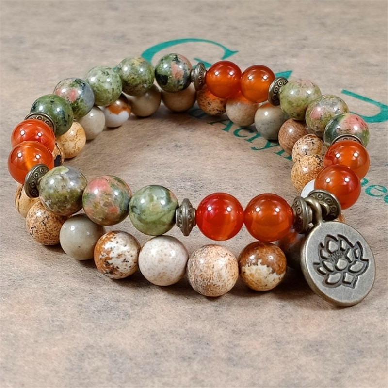 J-Yoga Fitness - Charm Stone Pols Mala Healing Crystal